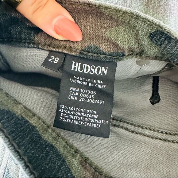 HUDSON Tan Olive Camo Print Barbara High Rise Super Skinny Leg Denim Jeans 29 - Picture 14 of 15